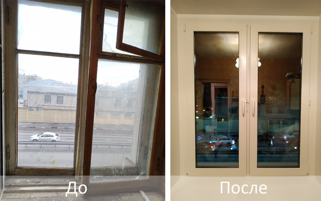 Заменили двухстворчатое окно в квартире