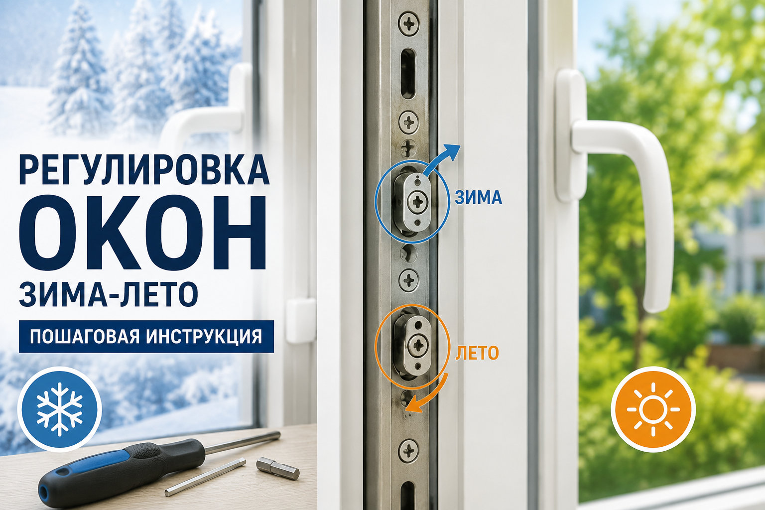 Регулировка окон зима-лето: пошаговая инструкция